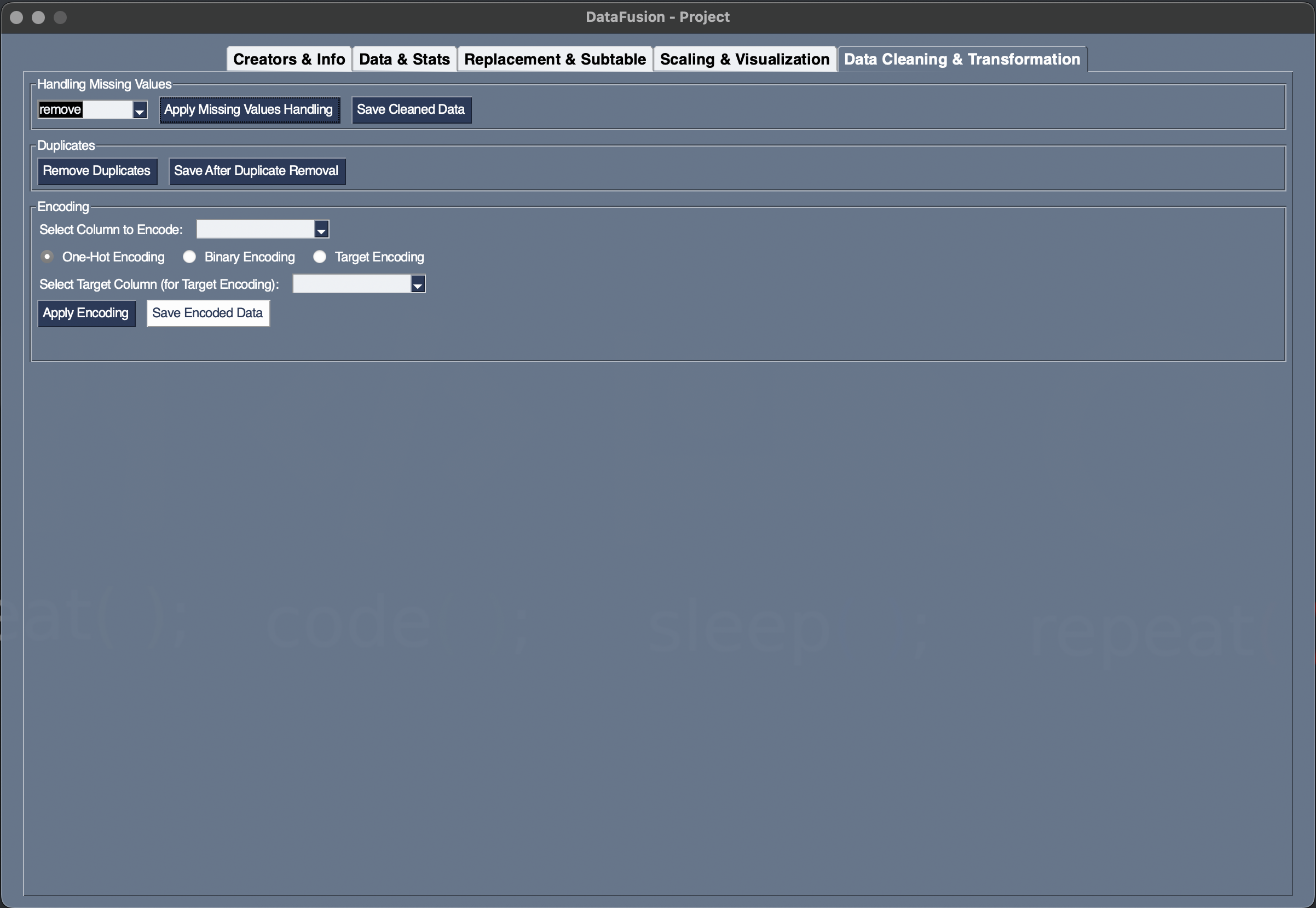 Missing values, duplicates and encoding controls